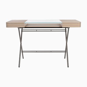 Cosimo Desk with Natural Oak Veneer and Glass Top by Marco Zanuso Jr. for Adentro, 2023