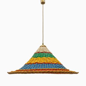 Große Sobrero Deckenlampe aus Rattan, 1950er