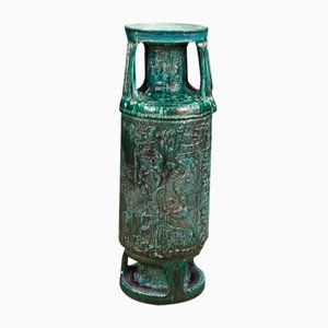 Italian Green Glazed Terracotta Vase, 1970s
