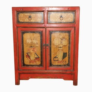 Mueble chino Mid-Century pintado con 2 puertas y 2 cajones