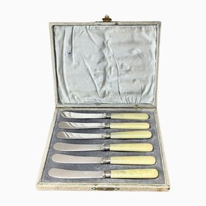 Cuchillos para mantequilla eduardianos antiguos, 1900. Juego de 6