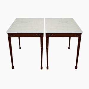 Chippendale Console Tables with New White Carrara Marble Tops