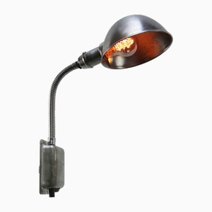 Lámpara de pared estadounidense industrial vintage con cuello de ganso de metal plateado
