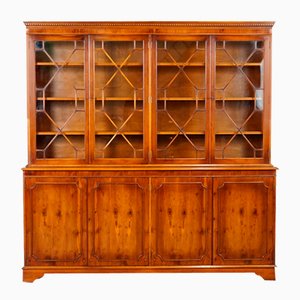 Vintage English Burr Yew Wood Display Cabinet