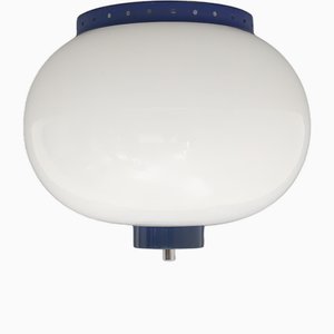 Lampada da soffitto con diffusore in vetro bianco, anni '60