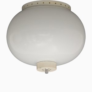 Lampada da soffitto con diffusore in vetro bianco, anni '60