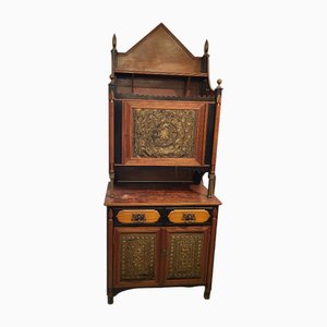 Vintage Wooden Cupboard with Tissues in Silk and Bronze