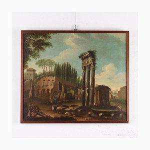 Hubert Robert, Paesaggio con rovine e figure, Olio su tela