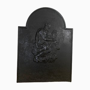 Small Antique Fireback in Black Cast Iron, France, 19th Century