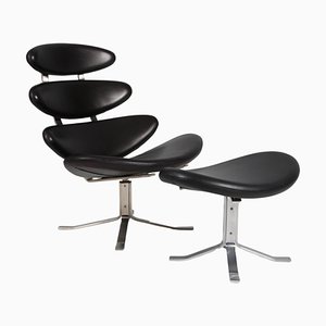 Corona Lounge Chair and Ottoman by Poul M. Volther for Erik Jørgensen, Set of 2