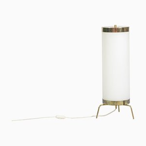 Lampe aus Weißem Opalglas & Goldenem Messing, 1970er