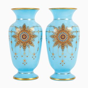 Napoleon III Opaline Vases, 19th Century, Set of 2
