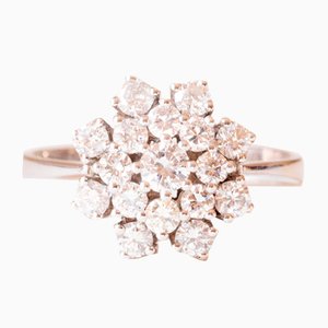 Vintage 14k White Gold Snowflake Ring with Brilliant Cut Diamonds, 1960s