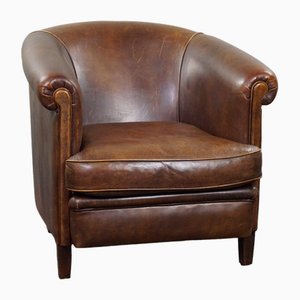 Fauteuil Vintage en Cuir Marron