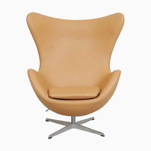 Silla Egg de cuero Nevada anilino de Arne Jacobsen para Fritz Hansen, años 2000