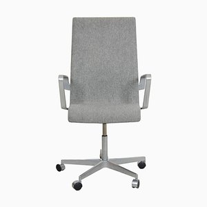 Chaise de Bureau Oxford en Tissu Hallingdal Gris par Arne Jacobsen, 2000s