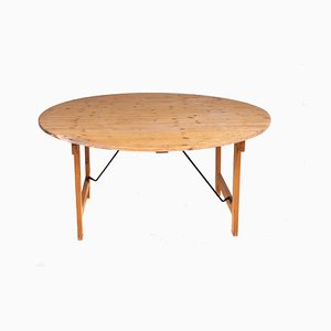 Two Folding Round Wooden Catering Tables