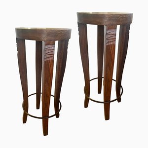 Hohe Vintage Holzhocker, 2er Set