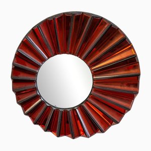 Mirror with Red Glass Frame