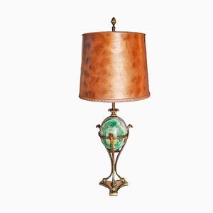 Lampada da tavolo neoclassica in bronzo e fluorite di Maison Charles, anni '60