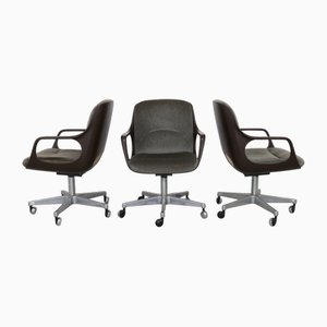 Conference Chairs on Wheels from Chromcraft, 1977, Set of 3