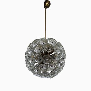 Lampada a sospensione Sputnik Dandelion con fiori in vetro, anni '60