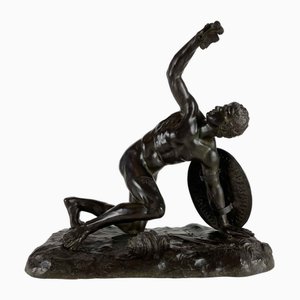 Figura de gladiador herido del Grand Tour de bronce según Galata Morente Romano, Italia, siglo XIX