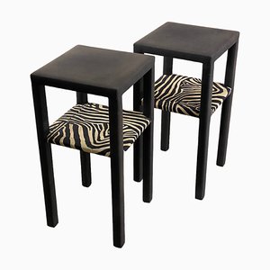 Mid-Century Beistelltische mit Animal-Print, 2er Set