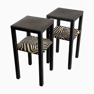 Mid-Century Side Tables with Animal Print, Set of 2