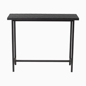 Herringbone Tile Console Table in Black Steel by Warm Nordic