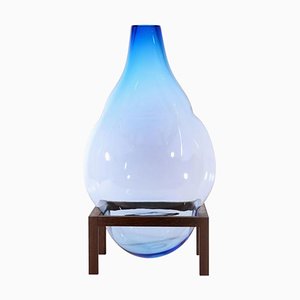 Runde quadratische blaue Bubble Vase von Studio Thier & Van Daalen