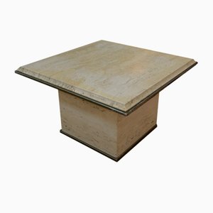 Travertine Coffee Table with Brass Angle, 1970s