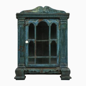Patinated Wooden Wall Display Cabinet