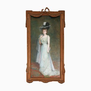 Portrait of Lady, Oil on Canvas, 19th Century, Framed