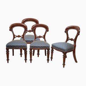 Victorian English Chairs in Solid Mahogany, 19th Century, Set of 4