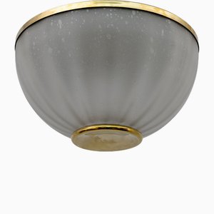 Lámpara de techo Mid-Century moderna de cristal de Murano y latón, años 70