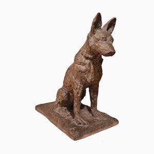 Perro Art Déco de terracota de A. Thorand, 1935