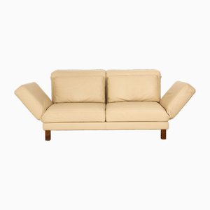 Moule 2-Seater Sofa in Cream Leather with Bed Function from Brühl