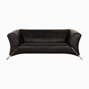 Model 322 2-Seater Sofa in Black Leather from Rolf Benz