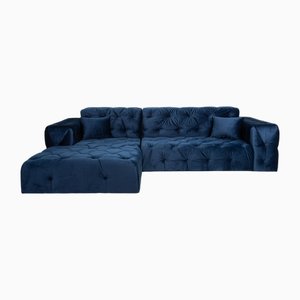 Venus Corner Sofa with Recamier in Blue Velvet from IconX Studios