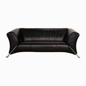 Modell 322 2-Sitzer Sofa aus schwarzem Leder von Rolf Benz