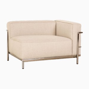 Bauhaus LC 2-Sitzer Sofa aus beigefarbenem Stoff von Le Corbusier für Cassina