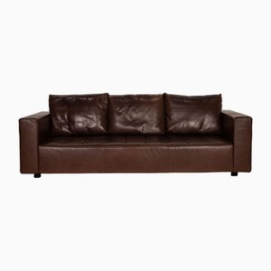 Zanotta Kilt Leather Sofa in Brown