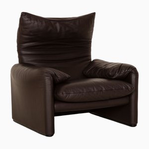 Maralunga Leather Armchair in Dark Brown from Cassina