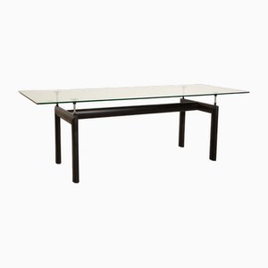 LC 6 Dining Table in Glass and Black Metal by Le Corbusier for Cassina