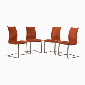 Chaises Tonon Cantilever en Tissu Terracotta, Set de 4