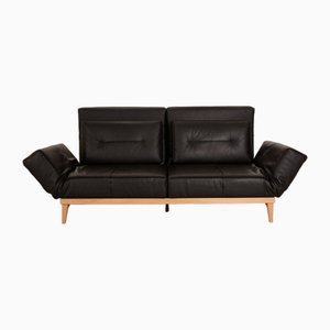 Letto 2-Seater Sofa in Black Leather by Frank Fertig