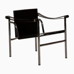 Le Corbusier Lc 1 Leather Armchair in Black from Cassina
