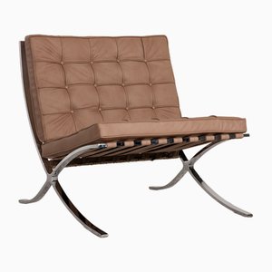 Barcelona Lounge Chair in Beige Fabric by F. Waldemar Stiegler/Marbach for Knoll Inc. / Knoll International