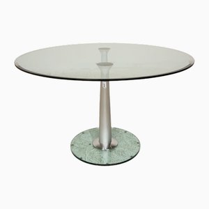 Round 1210 Glass Dining Table in Silver from Rolf Benz